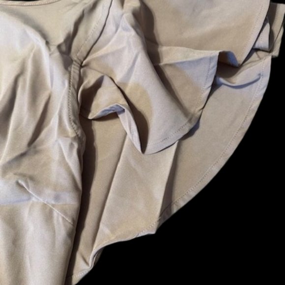 Taupe Open Low Back with Ruffle Midi Dress - Picture 10 of 12